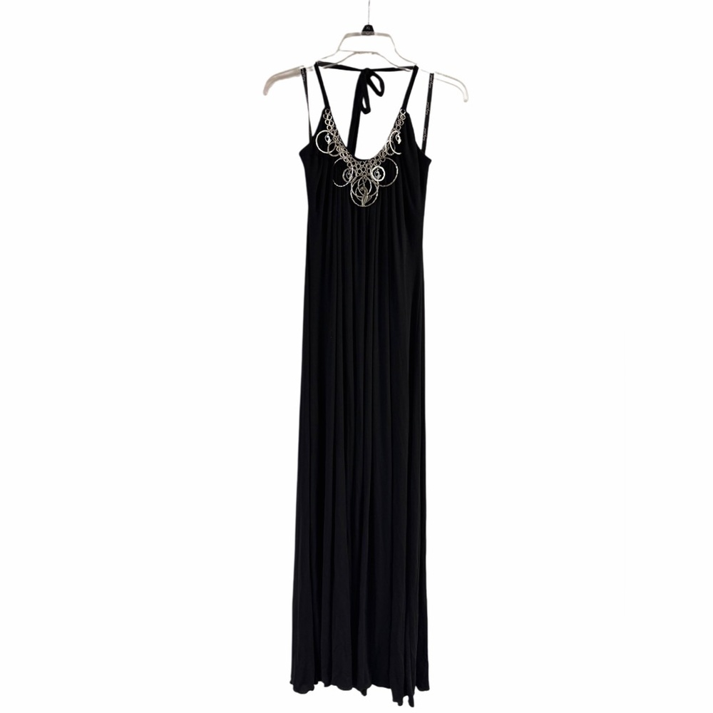 NWT Baby Phat Y2K Black Circle Necklace Logo Halter Maxi Dress Size XL